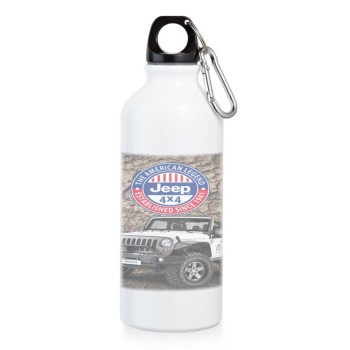 GARRAFAS E SQUEEZES PERSONALIZADO SQUEEZE DE ALUMÍNIO ERALD COM MOSQUETÃO 500ML BRANCA Colorido frente - 5 un.
