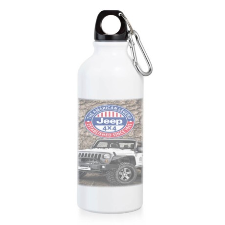 GARRAFAS E SQUEEZES PERSONALIZADO SQUEEZE DE ALUMÍNIO ERALD COM MOSQUETÃO 500ML BRANCA Colorido frente - 5 un.