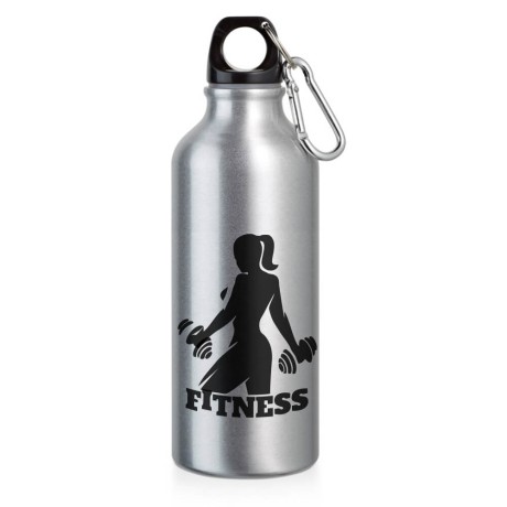 GARRAFAS E SQUEEZES PERSONALIZADO SQUEEZE DE ALUMÍNIO ERALD COM MOSQUETÃO 500ML CROMADA Colorido frente - 5 un.
