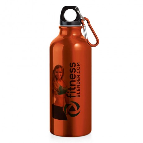 GARRAFAS E SQUEEZES PERSONALIZADO SQUEEZE DE ALUMÍNIO ERALD COM MOSQUETÃO 500ML LARANJA Colorido frente - 10 un.