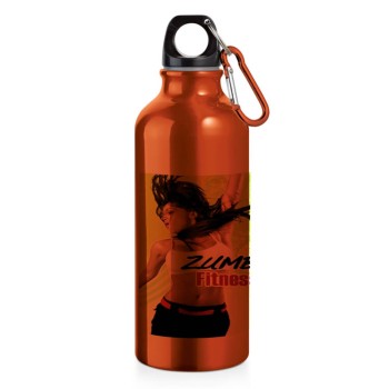 GARRAFAS E SQUEEZES PERSONALIZADO SQUEEZE DE ALUMÍNIO ERALD COM MOSQUETÃO 500ML LARANJA Colorido frente - 1 un.
