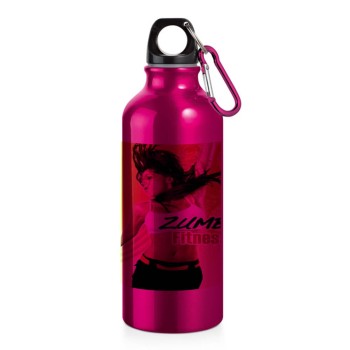 GARRAFAS E SQUEEZES PERSONALIZADO SQUEEZE DE ALUMÍNIO ERALD COM MOSQUETÃO 500ML ROSA Colorido frente - 1 un.
