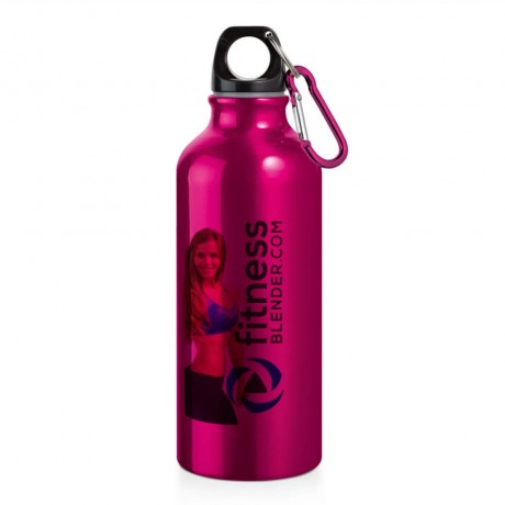 GARRAFAS E SQUEEZES PERSONALIZADO SQUEEZE DE ALUMÍNIO ERALD COM MOSQUETÃO 500ML ROSA Colorido frente - 10 un.