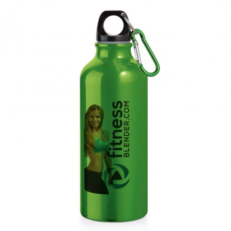 GARRAFAS E SQUEEZES PERSONALIZADO SQUEEZE DE ALUMÍNIO ERALD COM MOSQUETÃO 500ML VERDE Colorido frente - 10 un.