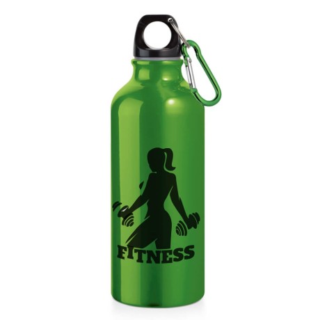 GARRAFAS E SQUEEZES PERSONALIZADO SQUEEZE DE ALUMÍNIO ERALD COM MOSQUETÃO 500ML VERDE Colorido frente - 5 un.