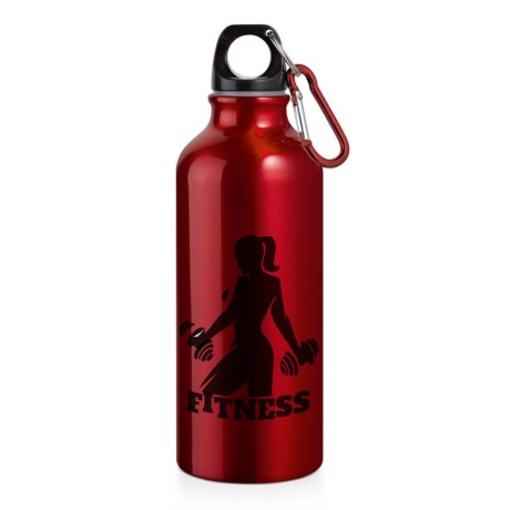 GARRAFAS E SQUEEZES PERSONALIZADO SQUEEZE DE ALUMÍNIO ERALD COM MOSQUETÃO 500ML VERMELHA Colorido frente - 1 un.