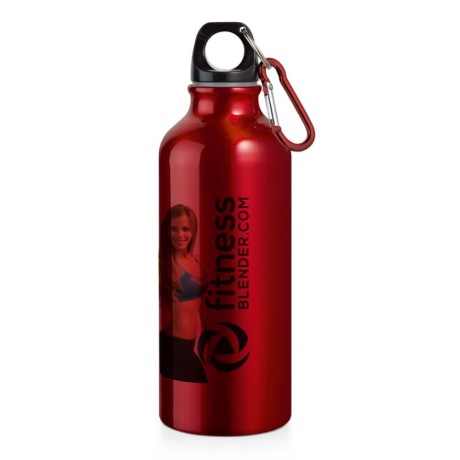 GARRAFAS E SQUEEZES PERSONALIZADO SQUEEZE DE ALUMÍNIO ERALD COM MOSQUETÃO 500ML VERMELHA Colorido frente - 5 un.