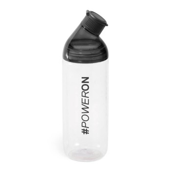 GARRAFAS E SQUEEZES PERSONALIZADO SQUEEZE DE TRITAN MODELO ZANNY COM ARGOLA 900ML TAMPA PRETA 25 un. - Preto e branco frente