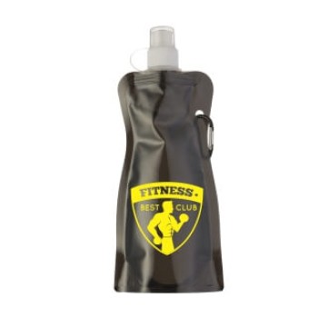GARRAFAS E SQUEEZES PERSONALIZADO SQUEEZE FLEXÍVEL 460ML PRETA Preto e branco frente - 250 un.