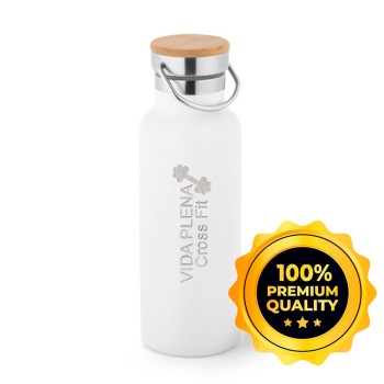 GARRAFAS E SQUEEZES SQUEEZE DE AÇO INOX TÉRMICA MODELO RAGNAR COM PAREDE DUPLA 570ML BRANCA Preto e branco frente e verso - 10 un.