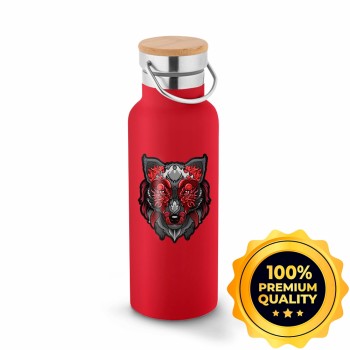 GARRAFAS E SQUEEZES SQUEEZE DE AÇO INOX TÉRMICA MODELO RAGNAR COM PAREDE DUPLA COM DTF UV 570ML Preto e branco frente - 5 un.