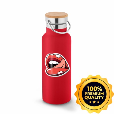 GARRAFAS E SQUEEZES SQUEEZE DE AÇO INOX TÉRMICA MODELO RAGNAR COM PAREDE DUPLA COM DTF UV 570ML 1 un. - Preto e branco frente