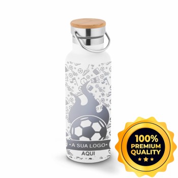 GARRAFAS E SQUEEZES SQUEEZE DE AÇO INOX TÉRMICA MODELO RAGNAR COM PAREDE DUPLA GRAVAÇÃO 360 570ML Preto e branco frente - 5 un.