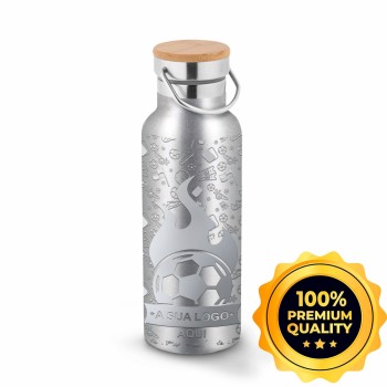 GARRAFAS E SQUEEZES SQUEEZE DE AÇO INOX TÉRMICA MODELO RAGNAR COM PAREDE DUPLA GRAVAÇÃO 360 570ML Preto e branco frente - 5 un.