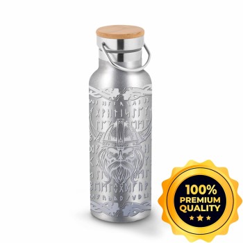 GARRAFAS E SQUEEZES SQUEEZE DE AÇO INOX TÉRMICA MODELO RAGNAR COM PAREDE DUPLA GRAVAÇÃO 360 570ML Preto e branco frente - 1 un.