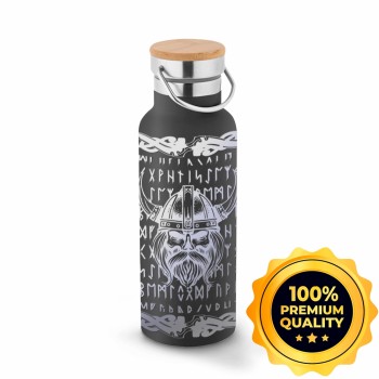 GARRAFAS E SQUEEZES SQUEEZE DE AÇO INOX TÉRMICA MODELO RAGNAR COM PAREDE DUPLA GRAVAÇÃO 360 570ML Preto e branco frente - 1 un.