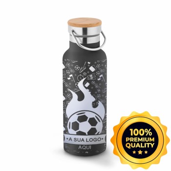 GARRAFAS E SQUEEZES SQUEEZE DE AÇO INOX TÉRMICA MODELO RAGNAR COM PAREDE DUPLA GRAVAÇÃO 360 570ML Preto e branco frente - 5 un.