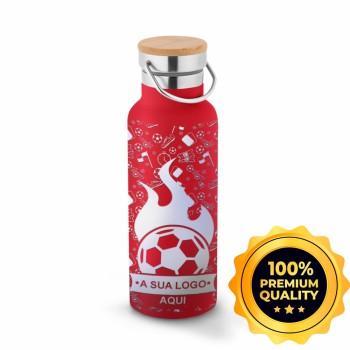 GARRAFAS E SQUEEZES SQUEEZE DE AÇO INOX TÉRMICA MODELO RAGNAR COM PAREDE DUPLA GRAVAÇÃO 360 570ML Preto e branco frente - 5 un.