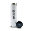 GARRAFAS E SQUEEZES SQUEEZE DE AÇO INOX TÉRMICA MODELO TERMÓMETRO LED GRAVAÇÃO FRONTAL 500ML Preto e branco frente - 5 un.