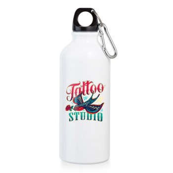 GARRAFAS E SQUEEZES SQUEEZE DE ALUMÍNIO MODELO ERALD COM MOSQUETÃO DTF UV 500ML BRANCA Colorido frente - 5 un.