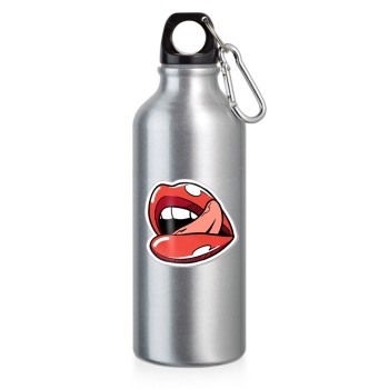 GARRAFAS E SQUEEZES SQUEEZE DE ALUMÍNIO MODELO ERALD COM MOSQUETÃO DTF UV 500ML CROMADA Colorido frente - 1 un.