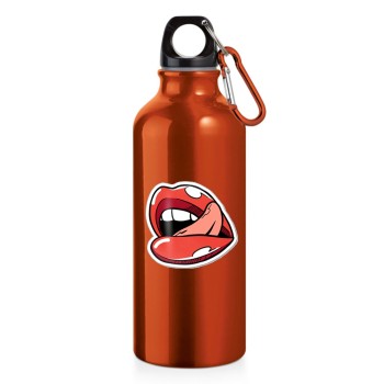 GARRAFAS E SQUEEZES SQUEEZE DE ALUMÍNIO MODELO ERALD COM MOSQUETÃO DTF UV 500ML LARANJA Colorido frente - 1 un.