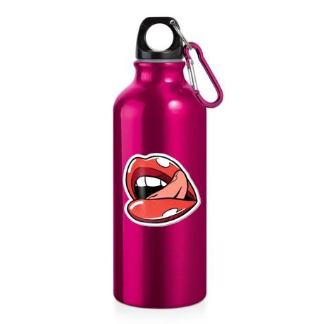 GARRAFAS E SQUEEZES SQUEEZE DE ALUMÍNIO MODELO ERALD COM MOSQUETÃO DTF UV 500ML ROSA Colorido frente - 1 un.