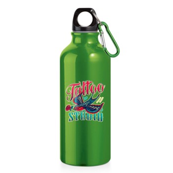 GARRAFAS E SQUEEZES SQUEEZE DE ALUMÍNIO MODELO ERALD COM MOSQUETÃO DTF UV 500ML VERDE Colorido frente - 5 un.