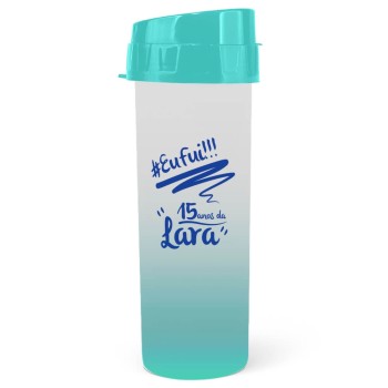 GARRAFAS E SQUEEZES SQUEEZE DE PP MODELO ACQUA BIO 480ML DEGRADÊ AZUL TIFFANY 1000 un. - Preto e branco frente e verso