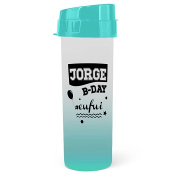 GARRAFAS E SQUEEZES SQUEEZE DE PP MODELO ACQUA BIO 480ML DEGRADÊ AZUL TIFFANY Preto e branco frente e verso - 100 un.