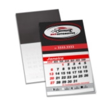ÍMÃS DE GELADEIRA CORTE RETO COM CALENDÁRIO COUCHÊ 250G VERNIZ UV TOTAL FR 50X45MM Colorido frente - 90 un.