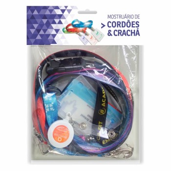 KITS DE MOSTRUÁRIO CRACHÁS E CORDÕES Colorido frente e verso - 1 un.