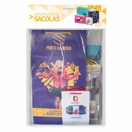 KITS DE MOSTRUÁRIO SACOLAS DE PAPEL Colorido frente e verso - 1 un.