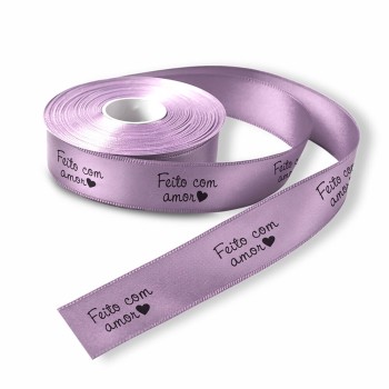 FITA DE CETIM ROLO COM 50 METROS LARGURA DE 22MM LILÁS Preto e branco frente - 1 un.