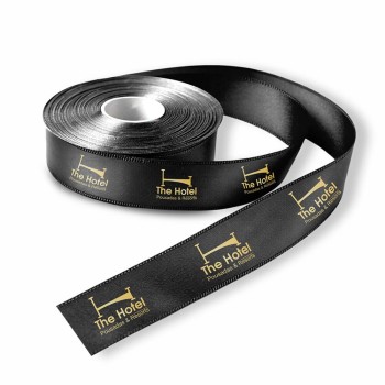 FITA DE CETIM ROLO COM 50 METROS LARGURA DE 22MM PRETA Preto e branco frente - 1 un.