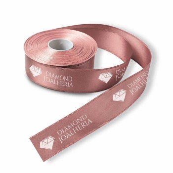 FITA DE CETIM ROLO COM 50 METROS LARGURA DE 30MM ROSA BEBÊ Preto e branco frente - 1 un.