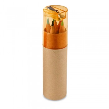 KITS PARA COLORIR PADRÃO MINI PORTA LÁPIS DE COR CILÍNDRICO LARANJA 100 un.