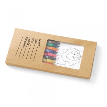 LÁPIS, APONTADORES E GIZ DE CERA KITS PARA COLORIR PERSONALIZADO MODELO JAGUAR 180X90MM Colorido frente - 100 un.