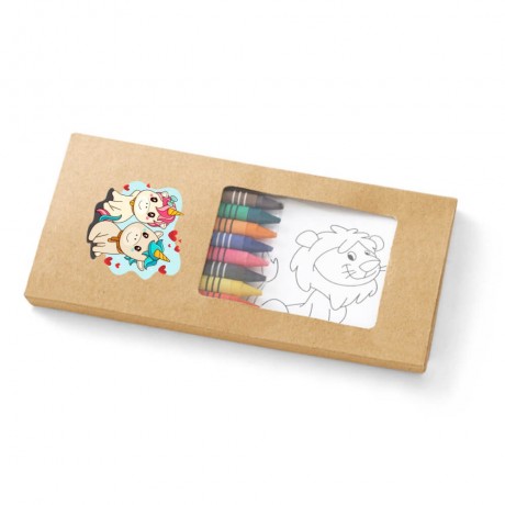 LÁPIS, APONTADORES E GIZ DE CERA KITS PARA COLORIR PERSONALIZADO MODELO JAGUAR 180X90MM Colorido frente - 1 un.