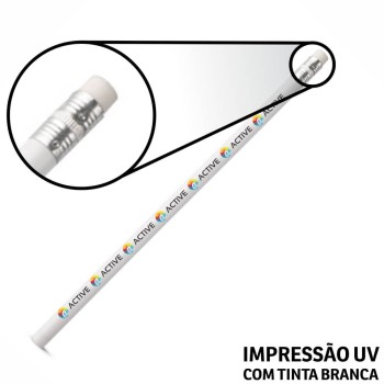 LÁPIS, APONTADORES E GIZ DE CERA LÁPIS LÁPIS DE ESCREVER BRANCO RESINADO COM BORRACHA Colorido frente - 100 un.