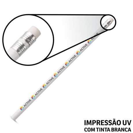 LÁPIS, APONTADORES E GIZ DE CERA LÁPIS LÁPIS DE ESCREVER BRANCO RESINADO COM BORRACHA Colorido frente - 100 un.