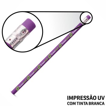 LÁPIS, APONTADORES E GIZ DE CERA LÁPIS LÁPIS DE ESCREVER ROXO RESINADO COM BORRACHA Colorido frente - 100 un.