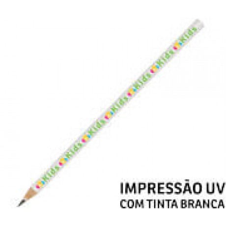 LÁPIS DE COR PERSONALIZADO BRANCO RESINADO Colorido frente - 50 un.