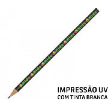 LÁPIS DE COR PERSONALIZADO PRETO RESINADO SIMPLES Colorido frente - 50 un.