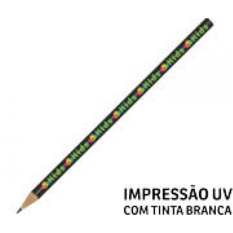 LÁPIS DE COR PERSONALIZADO PRETO RESINADO SIMPLES Colorido frente - 50 un.