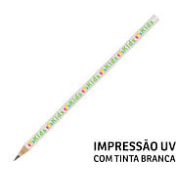 LÁPIS DE COR PERSONALIZADO BRANCO RESINADO Colorido frente - 50 un.