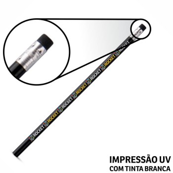 LÁPIS DE COR PERSONALIZADO PRETO RESINADO COM BORRACHA Colorido frente - 25 un.