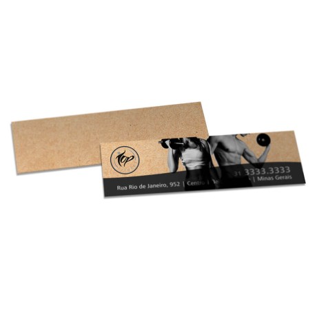 MARCADOR DE PÁGINA KRAFT 250G SEM VERNIZ 182X51 Preto e branco frente - 50 un.