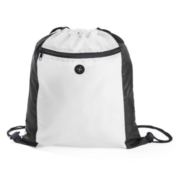PRODUTOS SEM PERSONALIZAÇÃO BOLSAS, MOCHILAS E SACOCHILAS SACOCHILA RIPSTOP MODELO ALICANTE EM 210D BRANCA COM DETALHE PRETO 1 un.
