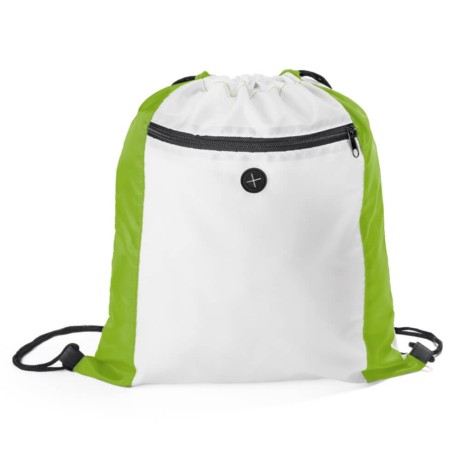 PRODUTOS SEM PERSONALIZAÇÃO BOLSAS, MOCHILAS E SACOCHILAS SACOCHILA RIPSTOP MODELO ALICANTE EM 210D BRANCA COM DETALHE VERDE CLARO 10 un.